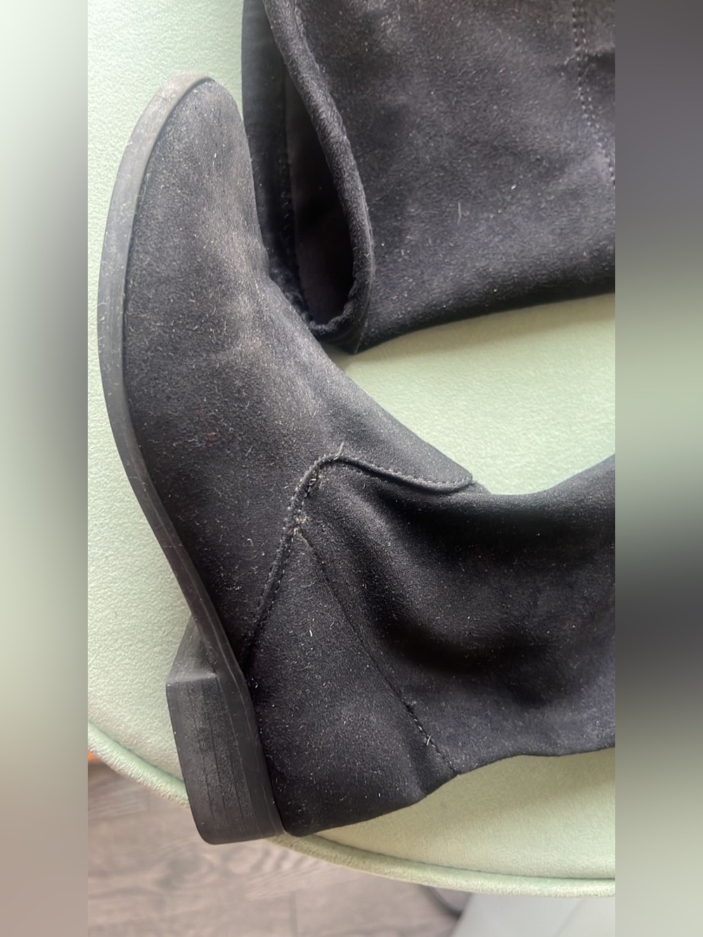 Women’s Black Suede Over-the-Knee Boots with Side Zip size 6 - Picture 3 of 5